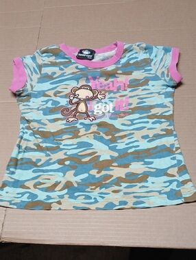 Bobby Jack Y2K "Yeah I Got It" Camo Ringer Graphic Tee T-Shirt w/ Glitter Text